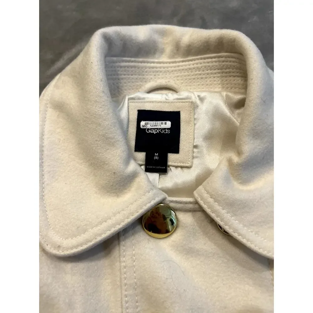 Gapkids Cream Double-Breasted Peacoat Wool Quiet Luxury Old Money Academia